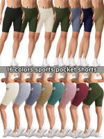 Shorts De Cintura Alta 2XXL Para Mujer En 16 Colores Estilo Fitness Con Bolsillos Y Compresión Ropa Deportiva Casual De Verano Nylon - details 1