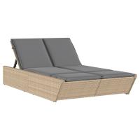 vidaXL Tumbona doble con cojines ratán sintético Negro, Marrón, Gris Sillas de Exterior Ideal para jardín, playa, piscina, terraza Tumbona Piscina Tumbonas Playa Tumbonas Jardín Exterior - details 5