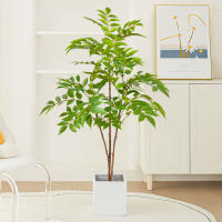 Arbusto Artificial De Ficus Grande 76-140cm Hojas De Palma Verdes Postizas Para Decoración De Jardín Y Hogar Material Plástico - details 3