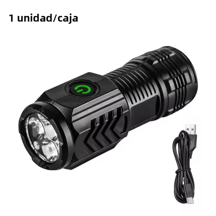 Nueva Linterna Táctica Ultra Potente Con 3 LEDs Recargable Por USB Torcha LED De Alta Potencia Con Imán Lámpara De Mano Mini - 1