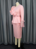 Vestido Elegante Para Mujer Con Volantes Y Mangas Fluídas Largas De Lentejuelas Vestido De Fiesta Bodycon Peplum Clásico Para Occasiones Africanas Y Boda - details 6