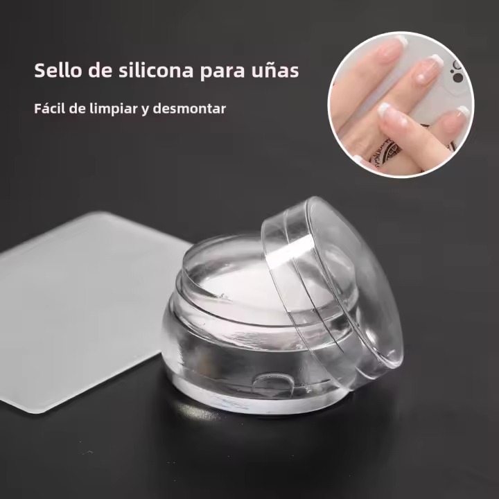 Kit De Estampado De Uñas Con Molde De Silicona Y Cuchilla Mini Estampador De Uñas Herramientas De Manicura DIY Accesorios De Uñas - 1