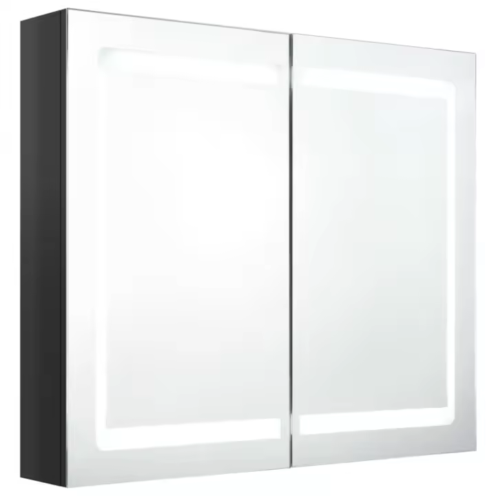 Muro de baño con Espejo LED Negro Bright 80x12x68 cm - 1