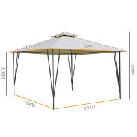 Outsunny Cenador de Jardín 3,45x3,45 m Carpa con Doble Techo y 8 Orificios de Drenaje Marco Metálico para Celebraciones Fiestas Bodas Exteriores Beige - details 2