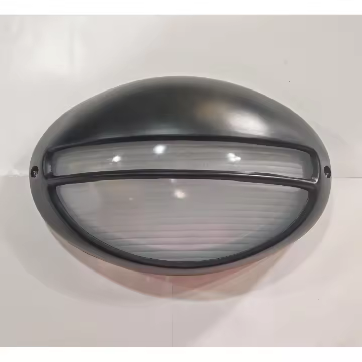 Simon Aplique de aluminio ovalado para exteriores y jardines, pasillos escaleras. Plafón exterior de gran calidad, ovalado con visera negro Luminaria grande tipo Tortuga BD-9 64312 Max 100W 230V 50Hz E-27 IP.54 Clase 1 32cm x 21cm - 1
