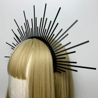 Halocrown Tiara Griega Barroca De Mujer Adorno De Cabello Estilo Solar De Diosa Accesorio De Moda Para Fiestas Material Plástico - details 4