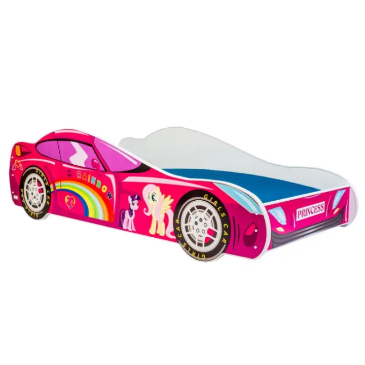 Cama de criança 140 x 70 cm com colchão e estrado incluídos Kobi Pink Car - 1