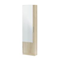 Meimon Zapatero 1 puerta con espejo, capacidad para 16 pares de zapatos, estructura de tablero melaminizado E1, cantos en PVC, bisagras metálicas, varillas de aluminio extraíbles, tirador metálico cromado, cierre con imán, y fijación a pared incluida - details 1