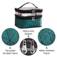 Bolsa de maquillaje de Doble Capa con Bolsillo Independiente, Organizador de viaje para broches de maquillaje, Lápiz labial, portáthil, impermeable, estuches - details 3
