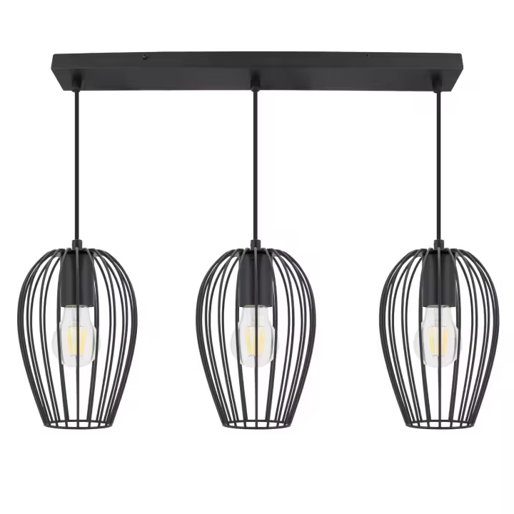 LEDKIA LIGHTING - Lámpara Colgante de Metal Telmi | 3 Focos Orientables | Para Interiores | Compatible con Bombillas E27 | Para Salón y Dormitorio, Negro, Aluminio - 1