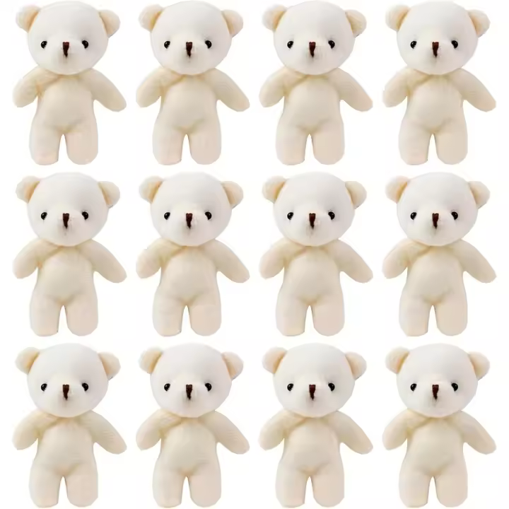12 piezas de mini osos de peluche pequeños, oso de peluche flocado, mini oso de juguete, oso pequeño de peluche, mini oso de peluche, mini oso de peluche, oso pequeño suave - 1