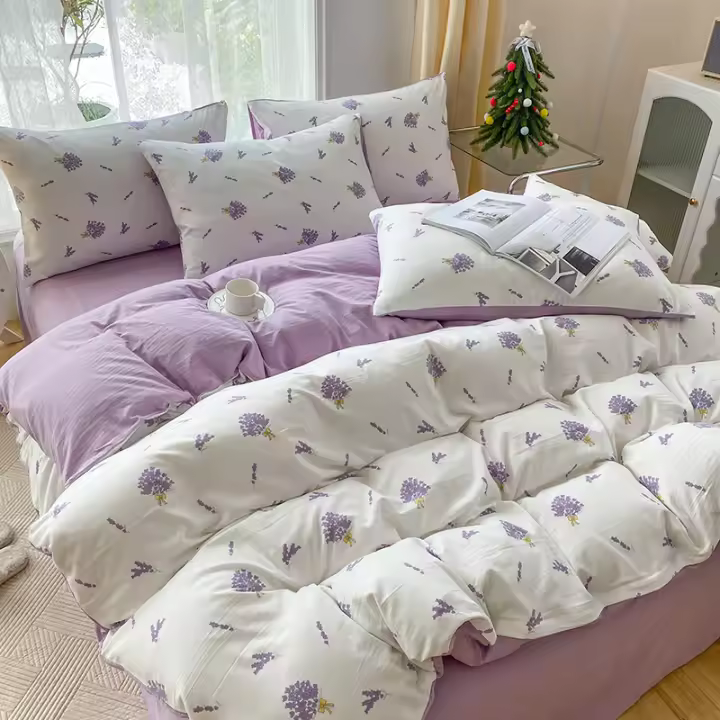 Juego De 3 Piezas Funda De Edredón Y Paquete De Almohadillas En Forma De Corazón Con Estampado Floral Para Dormitorio - 1