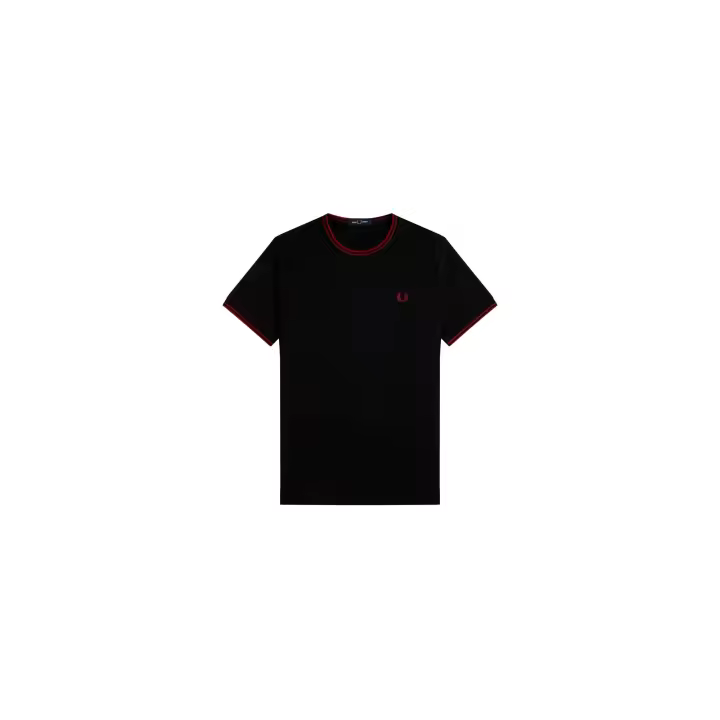 CAMISETA CON EL RIBETE CON DOS FRANJAS - 1