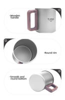 Taza De Café De Titanio Puro Tiartisan Para Exteriores Con Mango De Nogal Mate Antideslizante Y Anti-escaldón Capacidades De 300ml Y 450ml Para Camping - details 8