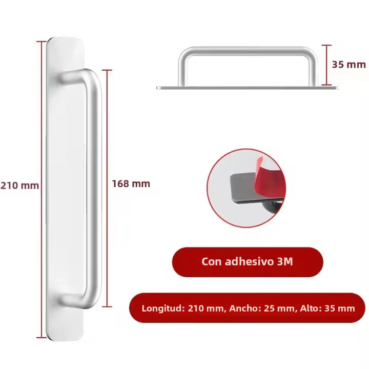 Manija De Puerta Sin Perforar De Aluminio Para Armario De Cocina Adhesiva Para Inodoro Y Ventanas Sliding Knobs Accesorios De Muebles Hardware - 1