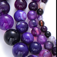 Piedras De Agato Moradas Naturales Redondas Para La Creación De Joyas Pulseras Y Accesorios DIY Tamaños 4/6/8/10/12 Mm - details 3