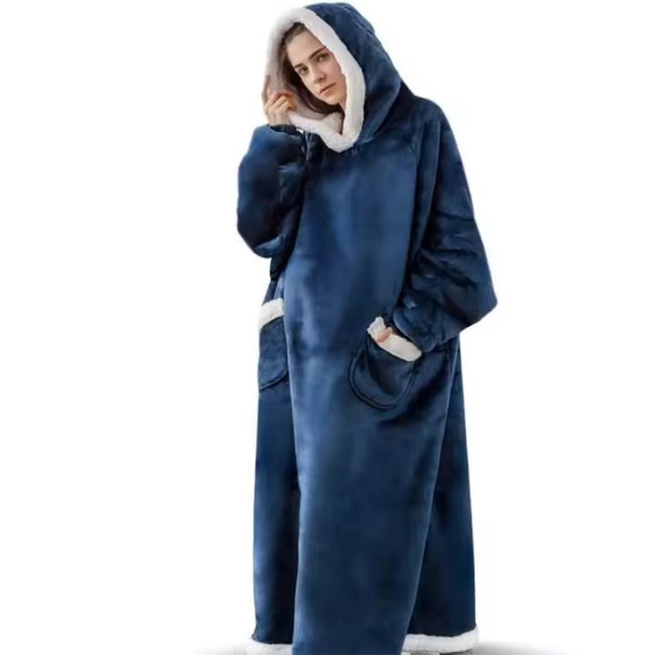 Manta De Flannel Super Larga Con Mangas 120/150cm Sudadera De Invierno Para Hombres Y Mujeres Abrazable De Peluche Gran Tamaño Para Ver Televisión - 1