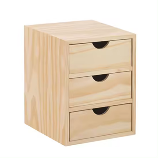 ASTIGARRAGA Cajonera Rechapado Pino 3 Cajones Minibloc 28x21x20 Cm - 1