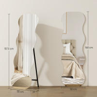HOMCOM Espejo de Cuerpo Entero Ondulado 160x50 cm, Espejo de Pie, sin Marco, Base de Madera, para Salón, Dormitorio, Pasillo, Entrada - details 2