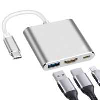 Ociodual Adaptador de USB 3.1 Tipo C Macho a USB Type A y Salida HDTV Hembras Audio Video Transferencia Datos Oro Cable Conversor USB Tipo C 3.1 Multipuerto Adapter Converter - details 1