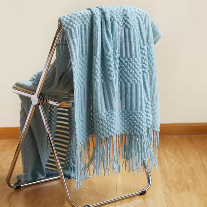 Manta De Terciopelo Decorativa Con Borlas Grande Y Suave Para Sofá Cama Regalo Vintage Manta Saga Verde Tejida Al Hilo De Acrílico 100% - 1