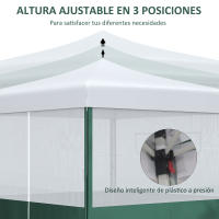Outsunny Carpa Plegable 2,7x2,7 m con Laterales de Malla Cenador de Jardín Protección UV30 con Altura Ajustable 2 Ventanas y Bolsa de Transporte para Patio Terraza Blanco y Verde - details 4