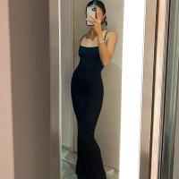 Vestido Largo Bodycon Negro Dulzura Para Mujer Verano 2025 Fiesta Club Noche Callejera Playa Basic High Street Sin Mangas Cuello Cuadrado Sin Decoración Polyester Spandex - details 29