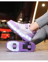 Zapatillas De Rodilleras Para Niños Y Niñas Con Luces LED Rosa Moda Zapatos Rollers Para Niños Y Niñas Transpirables De Cuero Con Almohadilla De Algodón Para Todas Las Estaciones - details 9