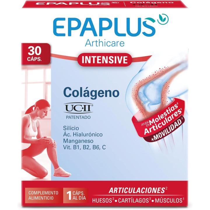 EPAPLUS Arthicare Intensive UC-II® 40 mg – Colágeno Tipo II con Ácido Hialurónico y Silicio – Con Manganeso, Cobre y Vitaminas B1, B2, B6, C y E – 30 Cápsulas