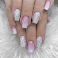 24Pcs Uñas Postizas De Ballet Blancas Con Gradiente Full Cover Art Nails Presión En Uñas Artificiales Acrílicas Removibles Para Fiesta - details 3