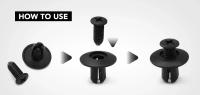 Clavos De Plástico Para Coche 8mm Universal Para Parachoques Y Guardabarros Negros 300/50pcs Accesorios De Automóvil Clips De Empuñadura - details 3
