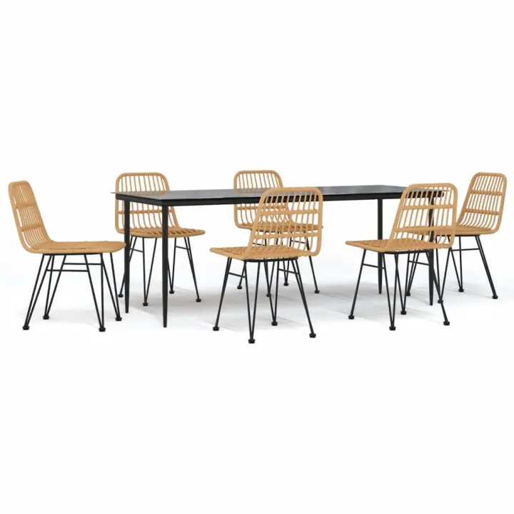 vidaXL Juego de comedor de jardín 7 piezas ratán sintético - 1