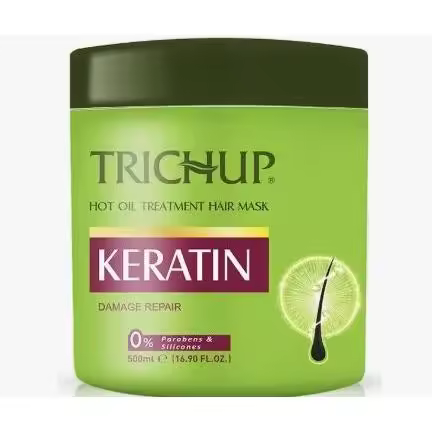 Mascarilla capilar de Keratina Trichup 500ml,Tratamiento reparación, brillo, suavidad  del cabello ,Mascarilla india reparadora de todo tipo de pelo NOVEDAD - 1