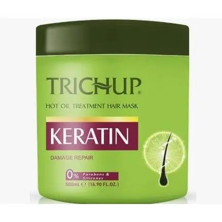 Mascarilla capilar de Keratina Trichup 500ml,Tratamiento reparación, brillo, suavidad  del cabello ,Mascarilla india reparadora de todo tipo de pelo NOVEDAD - 1
