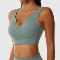 NCLAGEN Sujetador Deportivo Para Mujer Sin Aros Con Cuello En Forma De U Y Ribbed Alta Soporte Para Gimnasio Yoga Fitness Running Push up Top De Entrenamiento Secado Rápido - details 10