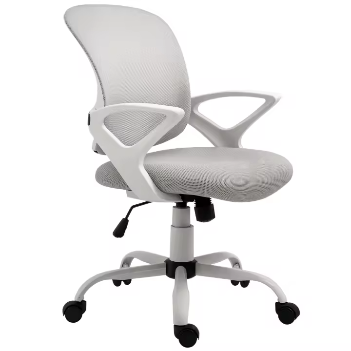 Vinsetto Silla de Oficina Silla de Escritorio de Malla Transpirable Basculante con Altura Ajustable Asiento Giratorio 360° y Soporte Lumbar 61x61x89-99 cm Gris - 1