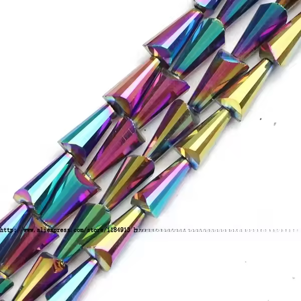 Pendientes De Cristal Austriaco JHNBY En Forma De Torre Con Cuentas Conicas Espigas Cuentas De Vidrio 6*12mm 48pcs Accesorios Para Fabricación De Joyería Pulseras DIY - 1
