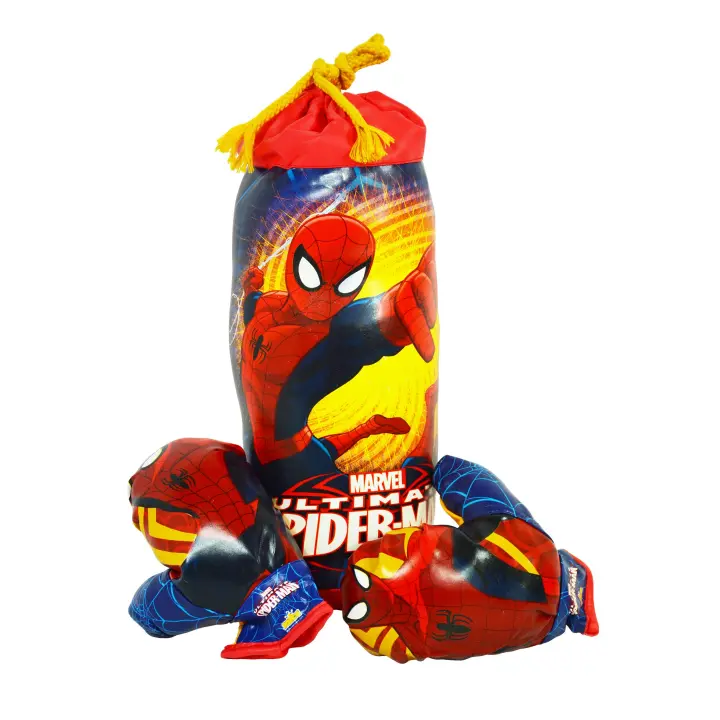 Juego de Boxeo infantil, con diseños exclusivos de Spiderman (9438)  Incluye saco y guantes ajustables para niños. Para ejercitar fuerza y coordinación. Calidad al mejor precio. De acuerdo a la normativa CE. +5 años - 1