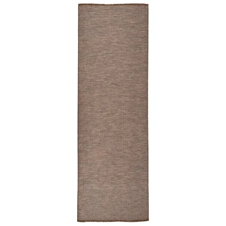 vidaXL Alfombra de exterior de tejido plano marrón 80x250 cm - 1
