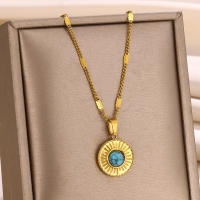 Collar Colgante Forma De Lágrima Dorado Para Mujer Acero Inoxidable Piedra Natural Joyería Moda Regalo Para El Día De La Mujer - details 11