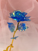 Regalo Creativo De Día De San Valentín Rosa De Oro 24K Duradera Decoración De Boda Iluminación De Flores Eterna Amarillo Y Rojo Para Aniversarios Cumpleaños Bodas - details 14