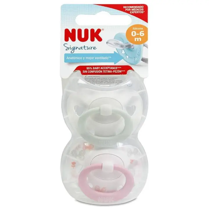 Nuk Chupete Día Silicona 0-6 Meses, 2 Unidades - 1