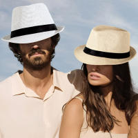 Sombrero De Sol Unisex Estilo Británico Para Exteriores Sombrilla De Playa De Paja Protección Solar Amplia Para Hombres Y Mujeres Verano - details 1