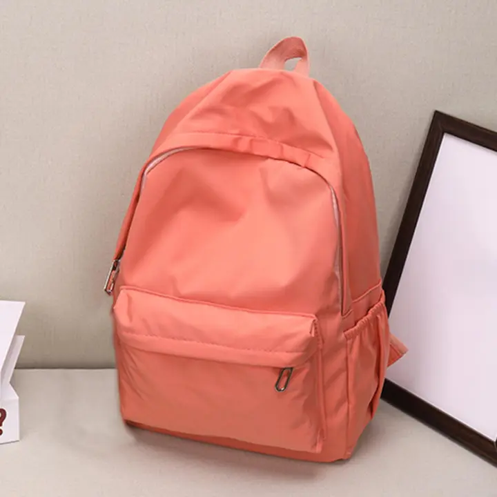 Mochila De Niña Sencilla Y De Color Unido Para Adolescentes Hecha De Nylon Bolsa Escolar Para Viajes Y Uso Diario - 1