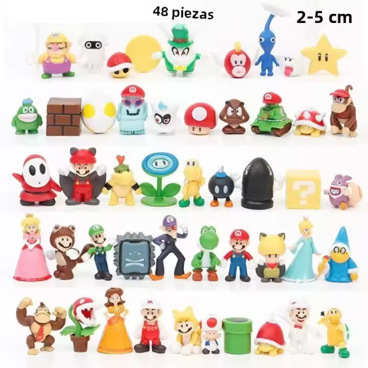Set De 48 Figuras De Acción Super Mario Bros En PVC Luigi Yoshi Donkey Kong Set De Juguetes Para Niños Regalo De Cumpleaños - 1