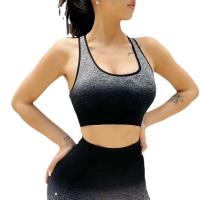 Sudadera Deportiva De Mujer Alta Estiramiento Cogido Transpirable Para Gimnasio Running Yoga Con Forro Sin Costuras Crop Top Vestidos De Deporte Gradiente V - details 4