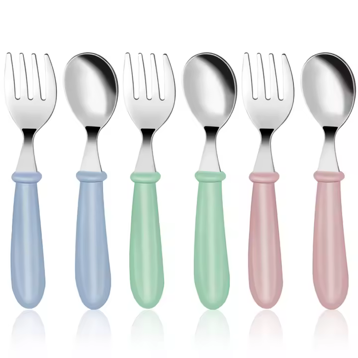 Kit De Utensilios Para Bebé De 6 Piezas Cuchillo Y Tenedor De Acero Inoxidable Para Infantes Conjunto De Comedor Infantil - 1