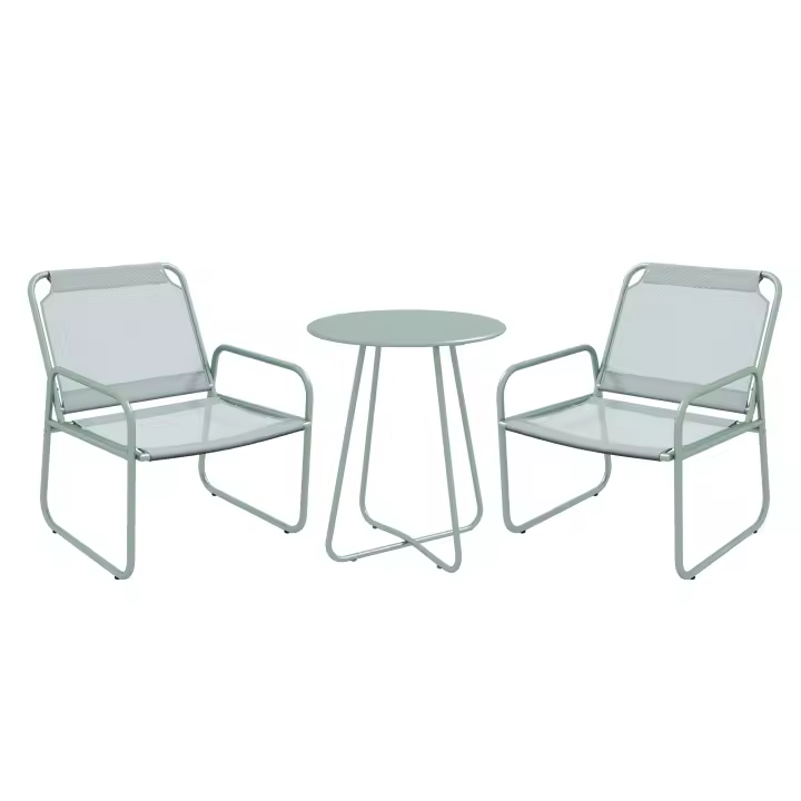 Juego de muebles de Balcón de 3 piezas With 1 Mesa Y 2 Sillas, juego de muebles de Jardín de Malla Verde para Jardín y Terraza - 1