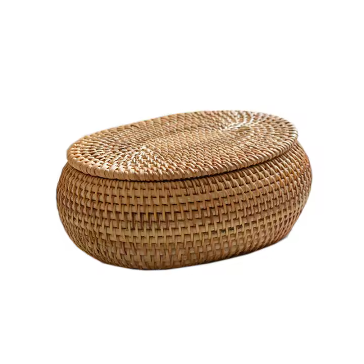 Mesa de Centro Redonda Tejida de trinquete otoñal, artículos diversos, control remoto, decoración de escritorio Moderna, acabado, tapa, Caja de almacenamiento - 1