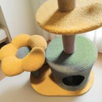 Cature,Torre Rascador para Gatos con Diseño de Flor, Casa y Plataformas, Verde y Amarillo, 55*36*89CM - details 5
